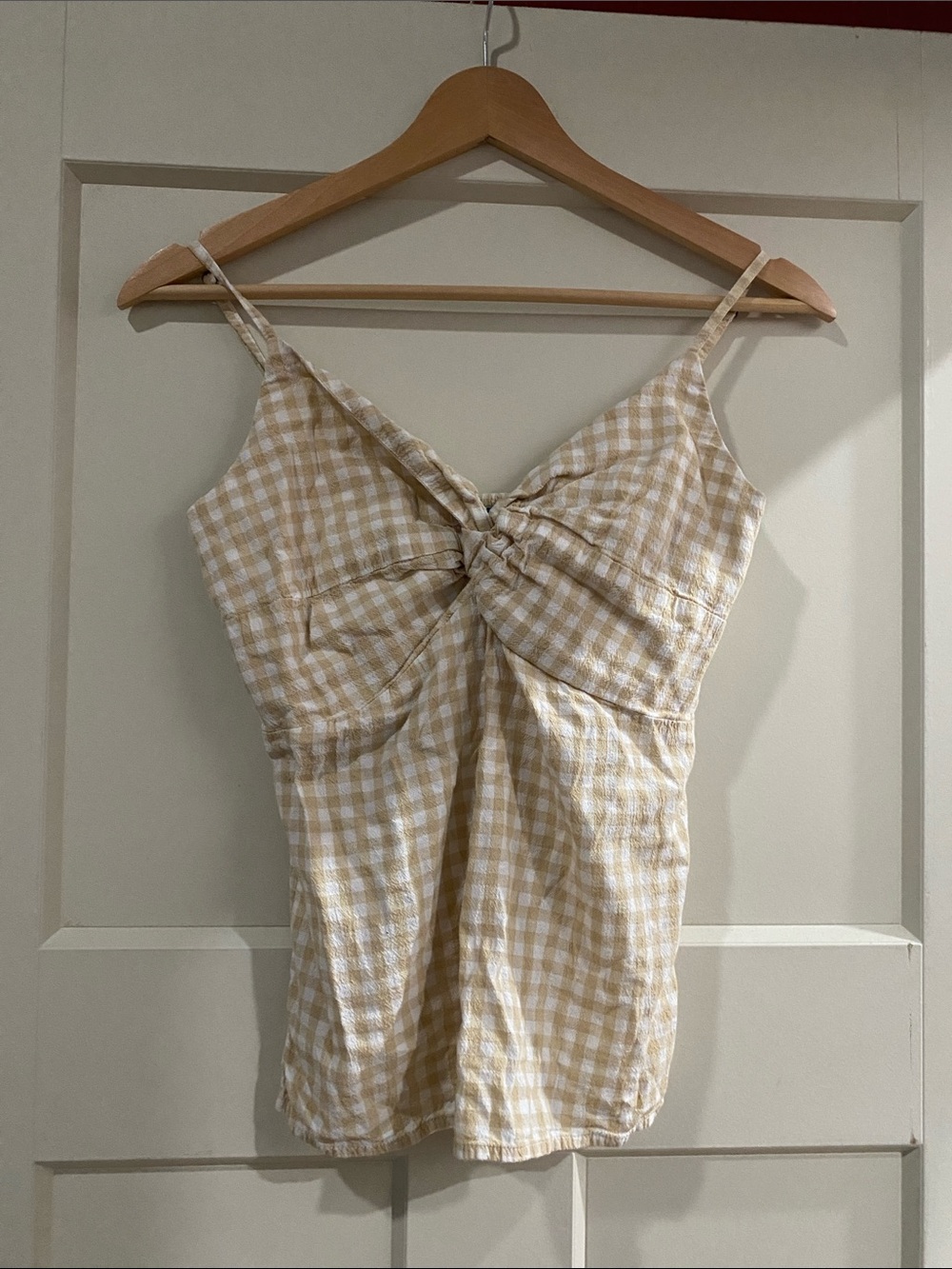 Old Navy Yellow & White Gingham Twist Tank Top